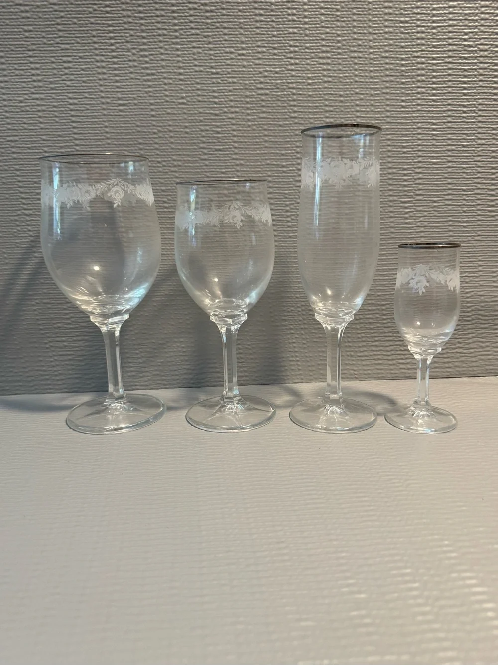 Haviland Fine Crystal Stemware Set with Rose Detail - Clear